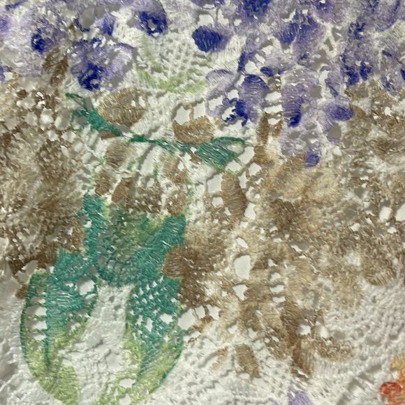 Delicate Floral Open Front Blouse W/ Attached Tank and Jeweled Necklace Ensemble - Picture 12 of 14